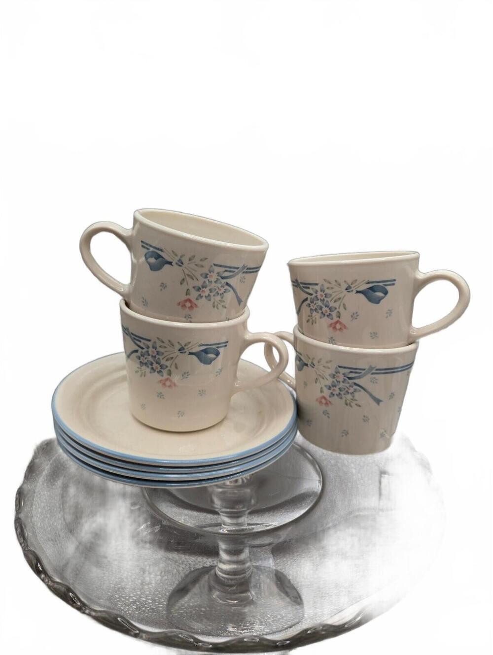 Vintage Corelle Symphony Coffee tea Cups and Saucers Set of 4 excellent